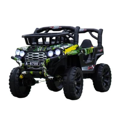 Masinuta electrica pentru copii, Kinderauto CAPE-X 4x4 100W, 12V, scaun tapitat, grafiti Green