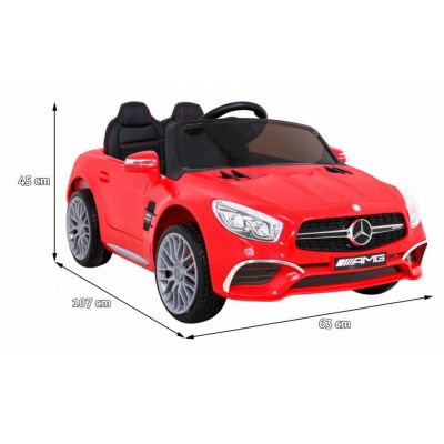 Masinuta electrica pentru copii Mercedes Benz AMG SL65S rosu cu 2 motoare, acumulator 12V, roti din spuma EVA, deschidere usi, scaun piele, lumini Led