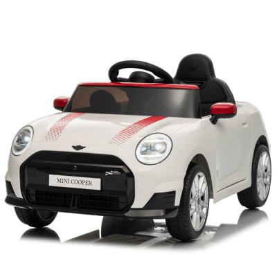 Masinuta electrica pentru copii, Mini COOPER 90W 12V 7Ah, roti EVA, scaun tapitat, alba