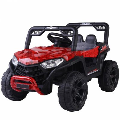 Masinuta electrica pentru copii Novokids Buggy Mini UTV cu faruri luminoase, telecomanda, 3-6 ani , max 30 kg, 3 viteze, model Offroad Rosu Camuflaj
