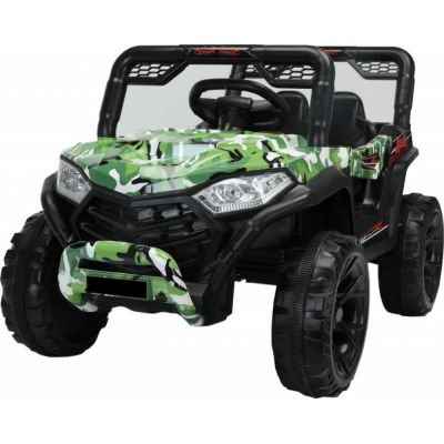 Masinuta electrica pentru copii Novokids Buggy Mini UTV cu faruri luminoase, telecomanda, 3-6 ani , max 30 kg, 3 viteze, model Offroad Verde Camuflaj