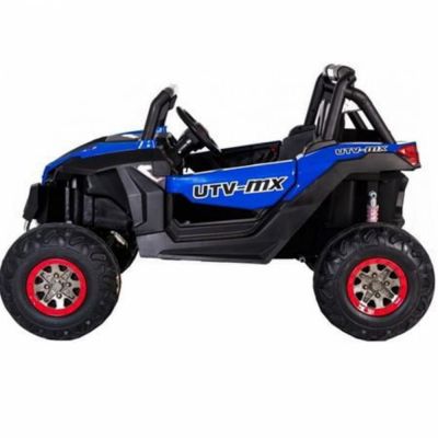 Masinuta electrica pentru copii Novokids Buggy UTV, 2 locuri, faruri luminoase, roti din cauciuc EVA, max 50 kg , 2 baterii de 12V, Mp3USB, 2 viteze, model Offroad, AlbastruNegru