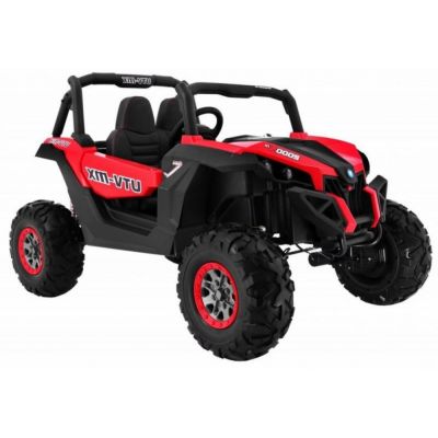 Masinuta electrica pentru copii Novokids Buggy UTV, 2 locuri, faruri luminoase, roti din cauciuc EVA, max 50 kg , 2 baterii de 12V, Mp3USB, 2 viteze, model Offroad, RosuNegru