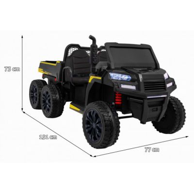 Masinuta electrica pentru copii Novokids Farmer Beast Buggy Negru, 6 roti, 2 locuri, remorca si faruri luminoase, roti din cauciuc EVA, max 60 kg, 24V