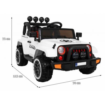 Masinuta electrica pentru copii Novokids Jeep 4x4 Pro Alb, acumulator 12V, 3-8 ani, melodii si lumini, 2 viteze, greutate admisa 30 kg