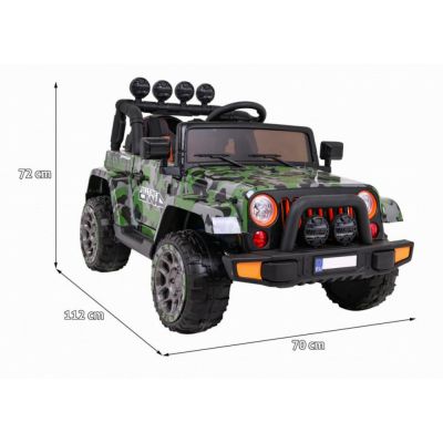 Masinuta electrica pentru copii Novokids Jeep 4x4 Pro Camouflage, acumulator 12V, 3-8 ani, melodii si lumini, 2 viteze, greutate admisa 30 kg