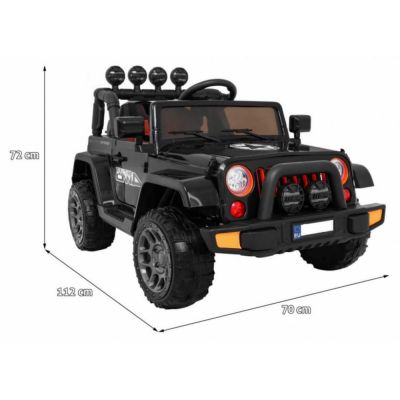Masinuta electrica pentru copii Novokids Jeep 4x4 Pro Negru, acumulator 12V, 3-8 ani, melodii si lumini, 2 viteze, greutate admisa 30 kg