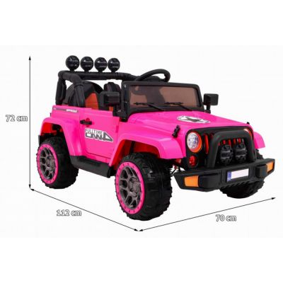 Masinuta electrica pentru copii Novokids Jeep 4x4 Pro Roz, acumulator 12V, 3-8 ani, melodii si lumini, 2 viteze, greutate admisa 30 kg