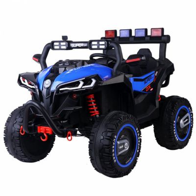 Masinuta electrica pentru copii Novokids Super Beasty Buggy UTV , 2 locuri, cu faruri luminoase, telecomanda, 3-6 ani , max 30 kg , 12V, Mp3USB, 2 viteze, model Offroad, albastru cu negru