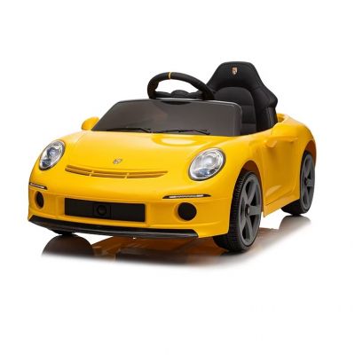 Masinuta electrica pentru copii Porsche RUF GT Yellow cu licenta ,Telecomanda parinti 2,4G,2 motoare x 45w,Acumulator 12V4.5Ah,Roti EVA,Scaun din piele,2 Viteze,Sistem troller,MP3,USB,Bluetooth,Usi cu deschidere,Suspensii