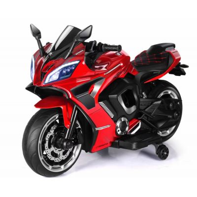 Motocicleta electrica copii Kinderauto R9, putere 150W, 24V, roti moi, scaun tapitat, rosie