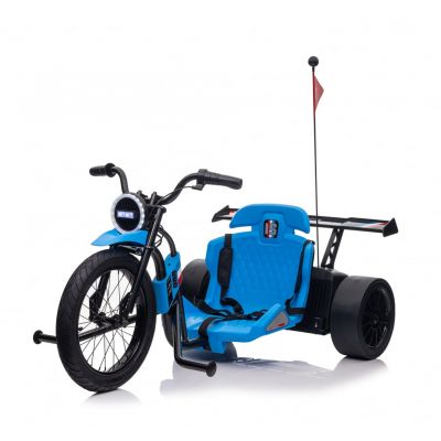 Motocicleta electrica pentru copii 5-12 ani, Kinderauto Drift-Trike, 500W, 24V 10Ah, roti moi, albastra