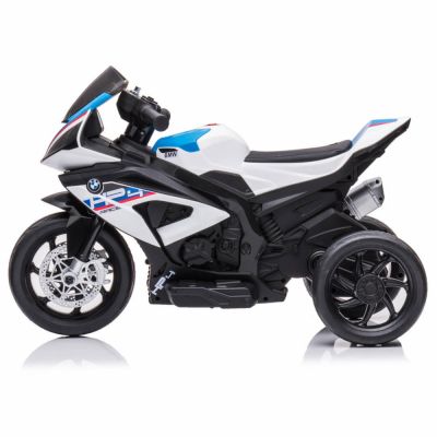 Motocicleta electrica pentru copii BMW HP4, 84x55x42 cm, varsta 2-5 ani, roti si scaun din plastic, putere 60W - Alb