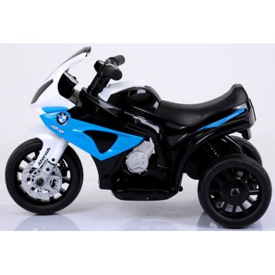 Motocicleta electrica pentru copii BMW S1000RR Albastru, 69x44x36.5 cm, varsta 1.5-4 ani, roti si scaun din plastic, putere 25W