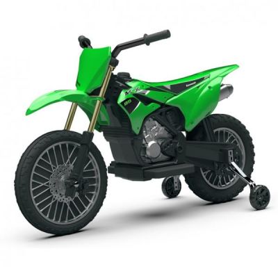 Motocicleta electrica pentru copii Injusa licenta Kawasaki KX85, 6V, include roti ajutatoare, 2-5 ani