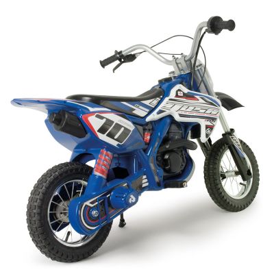 Motocicleta electrica pentru copii Injusa X-Treme Blue Fighter 24V pentru orice tip de teren, roti gonflabile, 6 ani+