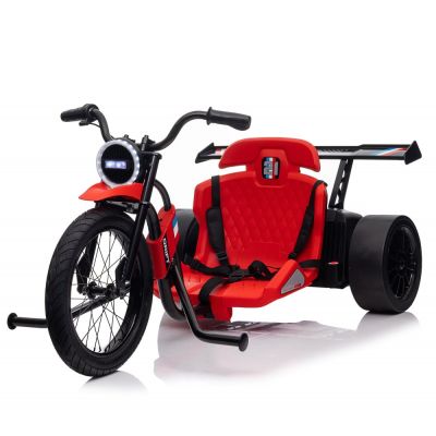 Motocicleta electrica pentru copii, Kinderauto Drift-Trike, roti moi, centura siguranta, 500W, 24V 10Ah, rosu