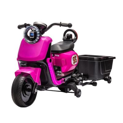 Motocicleta electrica pentru copii Nichiduta SafeRider 95 Rose Red,remorca detasabila,roti ajutatoare,motor 35w,acumulator 6V7Ah,far cu lumini LED,roti rezistente,manere ergonomice,muzica,pornire la buton