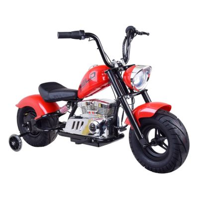 Motocicleta pentru copii intre 5 si 9 ani, Kinderauto Old School, 300W, 24V, cu roti gonflabile, scaun tapitat, premium, rosu