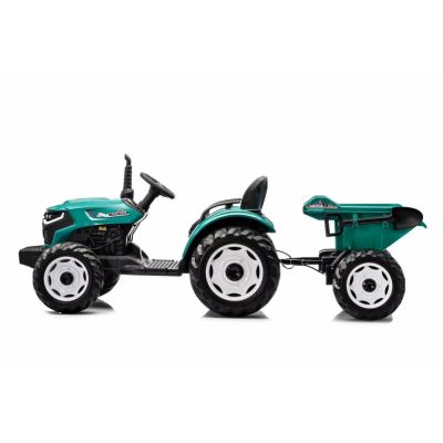 Tractor cu remorca Nichiduta Speed Track Green,acumulator 24V8Ah,2 motoare x 775w,roti EVA,scaun din piele,sezut spatios,telecomanda 2.4G,design realistic