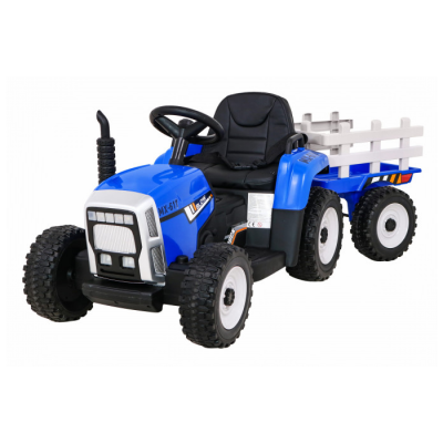 Tractor electric cu remorca pentru copii 2-6 ani Workers Truck 12V 70W, telecomanda 2.4 GHz, faruri cu LED, Bluetooth (MX-611) Albastru