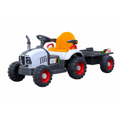 Tractor electric cu remorca pentru copii Nichiduta Digger Scorpion Yellow 12V,telecomanda 2.4G,2 motoarex25w,scaun din piele ecologica,suport picioare,cotiere,roti late rezistente,muzica,lumini LED