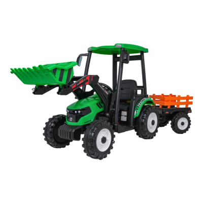 Tractor electric pentru copii Autokids 2-6 ani cu remorca cu cupa Mega 24V 400W roti Eva Telecomanda 2.4GHz faruri cu lumini LED Bluetooth (3158) Rosu - Autokids.ro