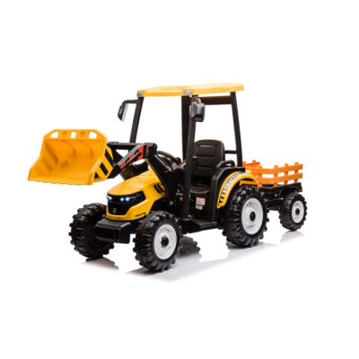 Tractor electric pentru copii Autokids 2-6 ani cu remorca cu cupa Mega 24V 400W roti Eva Telecomanda 2.4GHz faruri cu lumini LED Bluetooth (3158) Rosu
