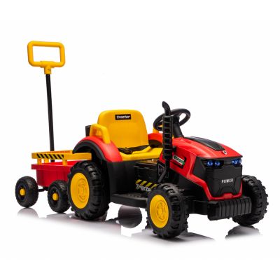 Tractor electric pentru copii Nichiduta Strong Power Red cu remorca,telecomanda 2.4G,acumulator 12V,2 motoarex35w,faruri cu lumini led functionale,slow start,suspensii,2 motoare x 35w