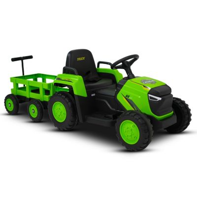 Tractor electric pentru copii Nichiduta Truck Green cu remorca,telecomanda 2.4G,acumulator 12V,2 motoarex39w,faruri cu lumini led functionale