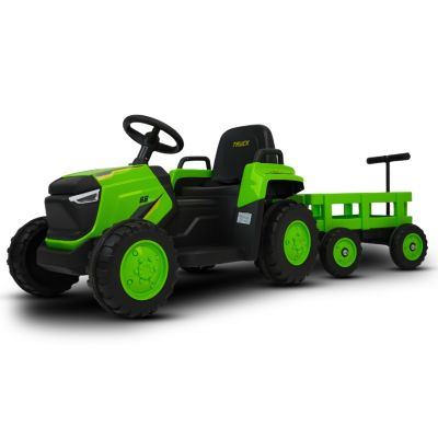Tractor electric pentru copii Nichiduta Truck Green cu remorca,telecomanda 2.4G,acumulator 12V,2 motoarex39w,faruri cu lumini led functionale