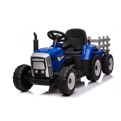 Tractoras electric Kinderauto BJ-611 60W 12V cu remorca si telecomanda  albastra
