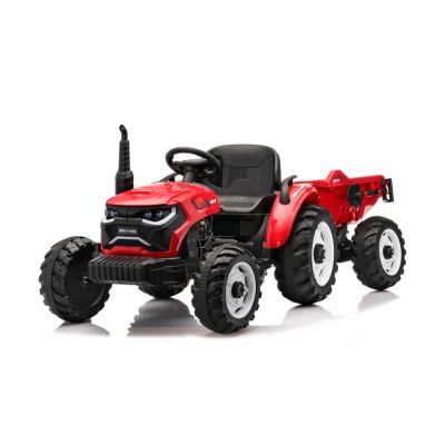 Tractoras electric pentru copii, Kinderauto 1804, 90W, 12V 10Ah, cu remorca basculabila, rosie
