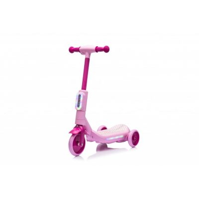 Trotineta electrica cu aburi si lumini pentru copii, cu 3 roti, stabila, Kinderauto Aquamist, 30W, 6V 4.5Ah, roz