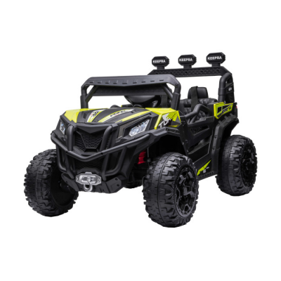 UTV electric pentru copii 2-7 ani Turbo RZR Lux 4x4 12V 120W cu roti eva scaun piele eco Telecomanda 2.4GHz lumini led masina copii 3 ani 301 verde
