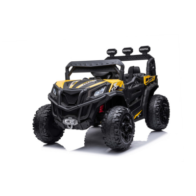 UTV electric pentru copii 2-7 ani Turbo RZR Lux 4x4 12V 120W cu roti eva telecomanda lumini led masina copii 3 ani 301, buggy electric copii galben