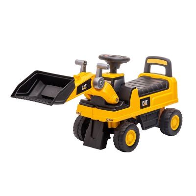 Vehicul ride-on, BabyTrold, Excavator, Cu sunete si claxon, Licenta CAT, Spatiu pentru depozitare, Pana la 25 kg, 12 luni+, 54x30x35 cm, Galben