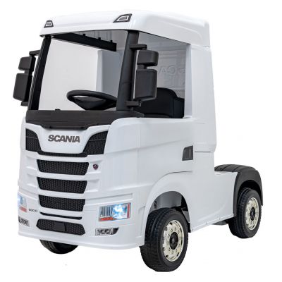 Camion electric pentru copii 1-5 ani Scania R-SERIA 4x4 140W (HL698) Alb - Autokids.ro