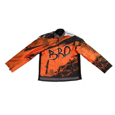 Geaca KIMO Kids BRO Motocross cu aparatori, ideal pentru copii pasionati de motocross, portocalie