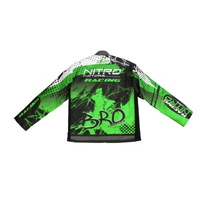 Geaca KIMO Kids BRO Motocross cu aparatori, ideal pentru copii pasionati de motocross, verde