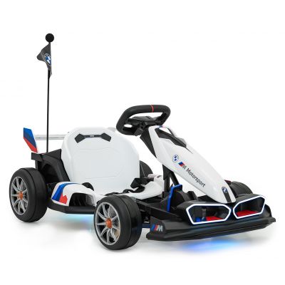 Kart electric pentru copii BMW Drift 24V 400W cu viteza maxima 13 km/h (0978) Alb - Autokids.ro
