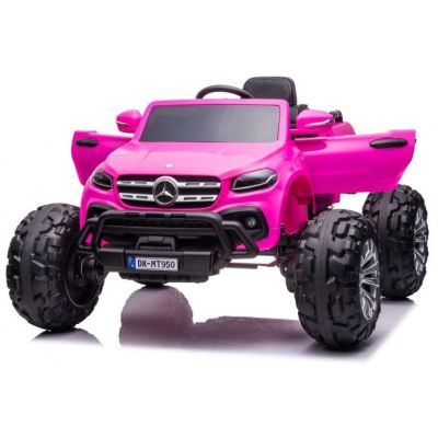 Masinuta electrica Mercedes X-Class Monster Truck, 180W, 4x4, roti moi, scaun tapitat, telecomanda, light pink