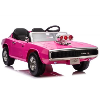 Masinuta electrica pentru copii Dodge Charger RT Pink, motor 2x200W, baterie de 24V7Ah, telecomanda 2.4G, faruri LED fataspate, sistem audio integrat cu bluetooth, USB, card Micro SD, intrare MP3, 135 x 68 x 50 cm