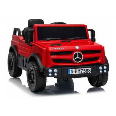 Masinuta electrica pentru copii Mercedes Unimog HM7588 6V4Ah Red, cu telecomanda 2.4G, roti EVA, 2 motoare 45W, bluetooth, port USB, slot Micro SD, MP3 si faruri LED, 90 x 53 x 50 cm