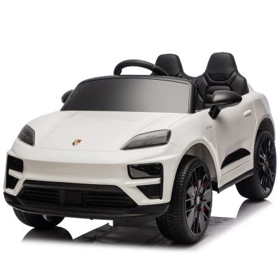 Masinuta electrica pentru copii, Porsche Macan, 140W 12V, roti EVA, scaun tapitat, echipata premium, alba