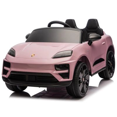 Masinuta electrica pentru copii, Porsche Macan, 140W 12V, roti EVA, scaun tapitat, echipata premium, roz pal