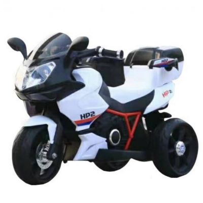 Motocicleta electrica pentru copii Novokids Moto GP Sport Negru-Alb, maxim 30 kg, cu sunete, 3 roti