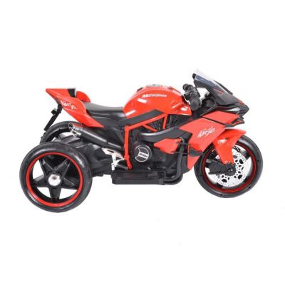 Motocicleta electrica pentru copii Novokids Ninja Trio Motocross Rosu, maxim 30 kg, melodii si lumini Led, bluetooth, 3 roti