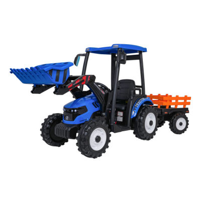 Tractor electric pentru copii Autokids cu remorca si cupa Mega D68 24V 400W, Albastru - Autokids.ro
