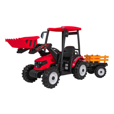 Tractor electric pentru copii cu remorca si cupa Mega D68 24V 400W, Rosu - Autokids.ro